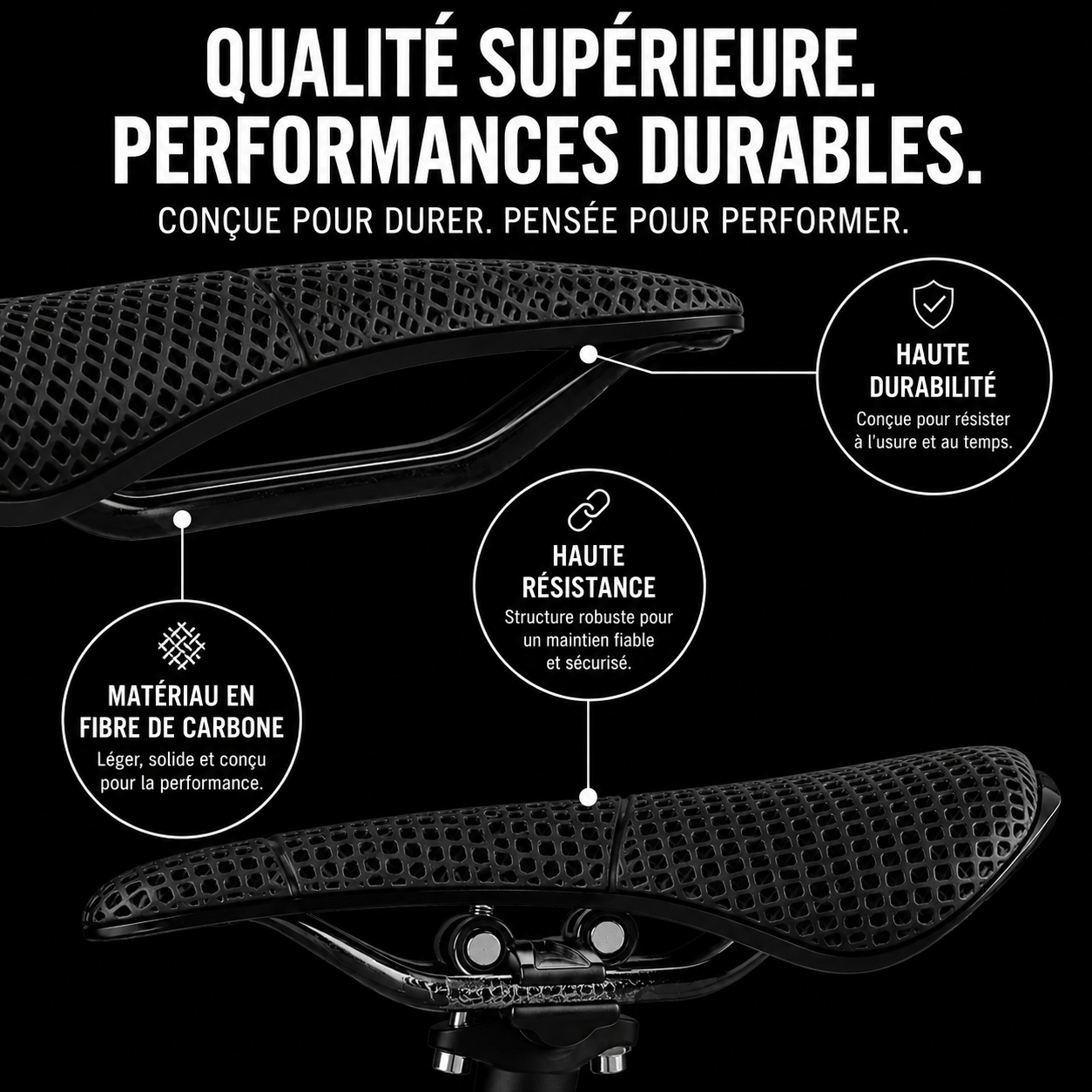 ZIPLEGZ Selle de vélo imprimée 3D